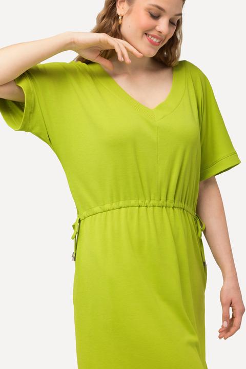 Produktbild Ulla Popken Jerseykleid, Tunnelzug, A-Linie, V-Ausschnitt, Halbarm (54)