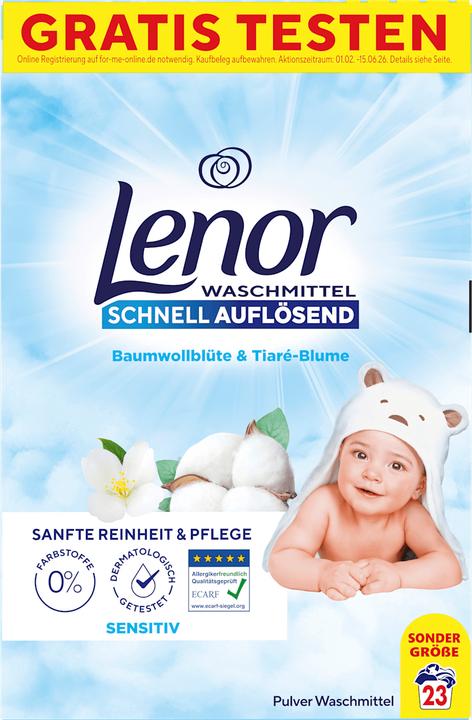 Actual product image Lenor WM Pulver Sensitiv 1.15KG Waschmittel 23 WL (23 Washing cycles, Powder)