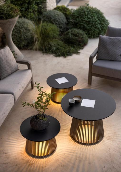 Actual product image Les Jardins Tecka coffee table Ø70cm with solar lamp H:50cm 500 lumens