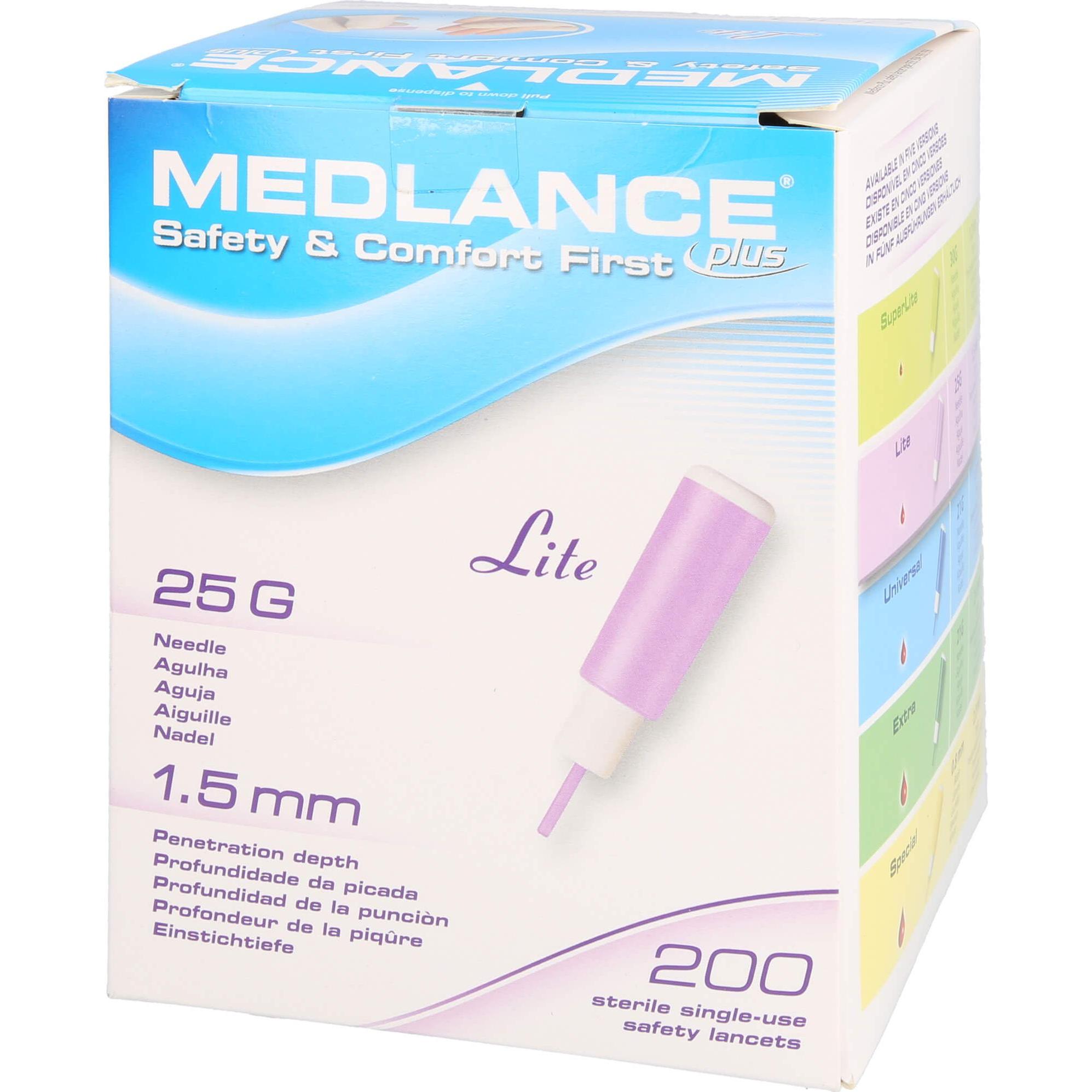 Medlance, Bluttest, PLUS Lite Sicherheitslanzetten 25G, 200 St LAN