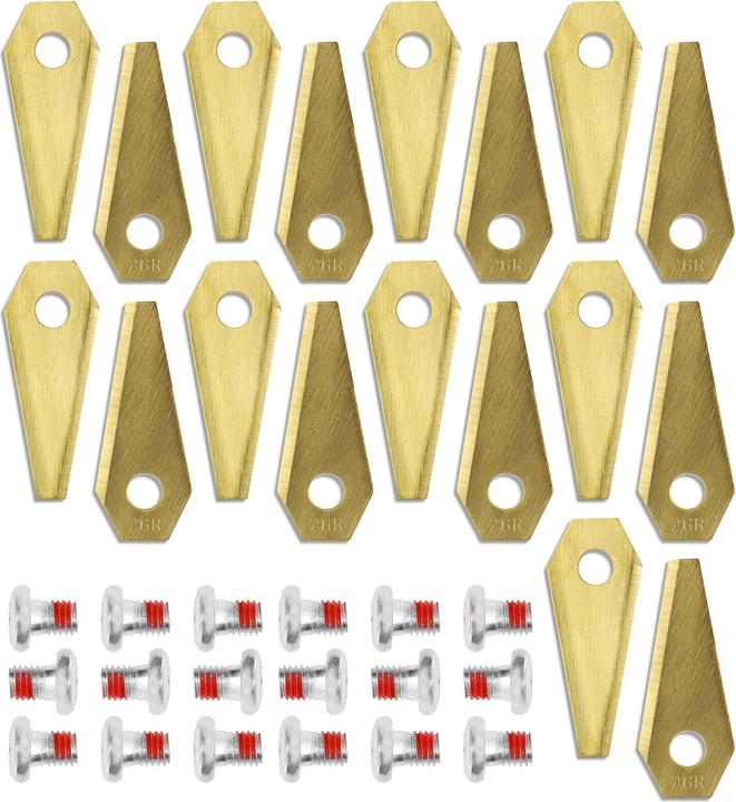 Actual product image Wiltec Rasenroboter Messer Set Titan 49x19mm 18 Stück Mähroboter Rasenmäher (Mowing robot, Lawn mower blades + replacement blades garden machinery)