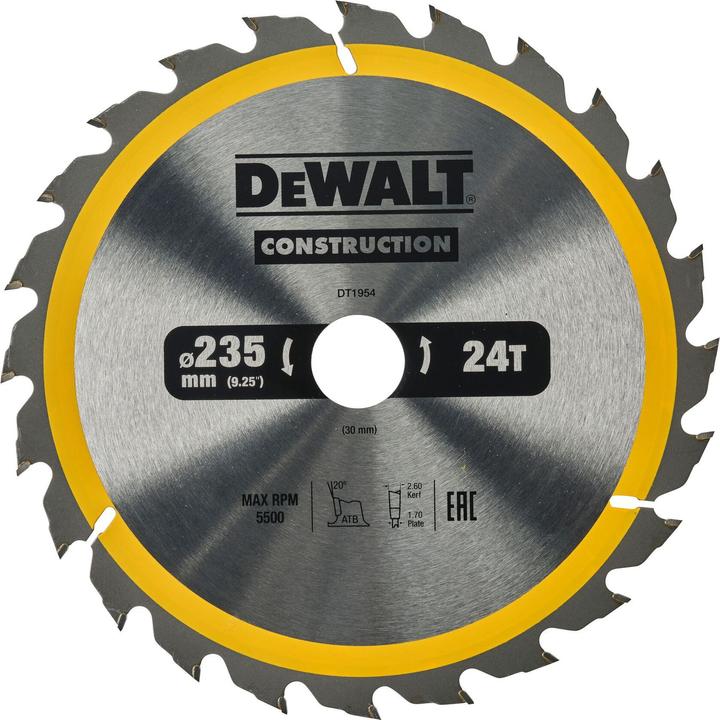 Produktbild DeWalt Kreissaegeblatt Stat. 235/30mm 24WZ