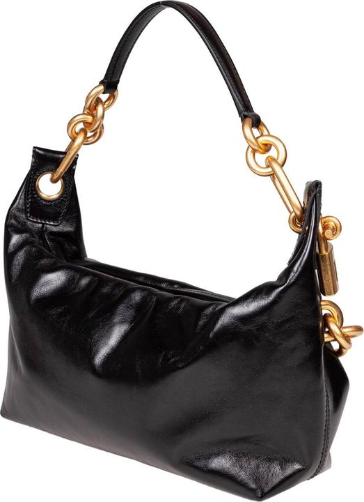 Actual product image Balmain sync shoulder bag in soft leather, black
