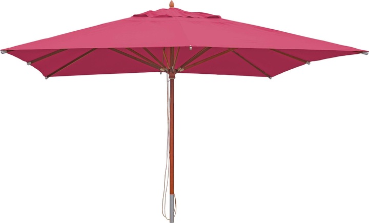 Produktbild Mendler Gastronomie Holz-Sonnenschirm, Gartenschirm, Polyester/Holz 28kg, eckig 4x4m Seilzug stosssicher - b (4 m)