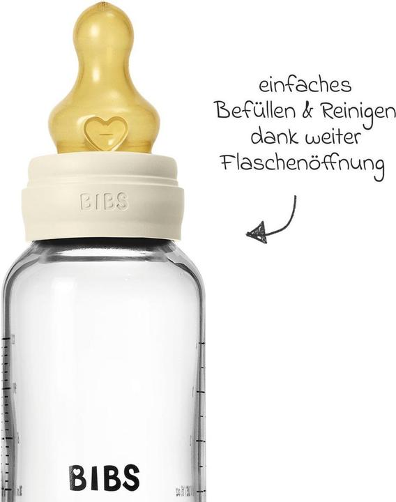 Actual product image Bibs - Glass Baby Bottle Round Latex Slow Flow - Ivory - 120 ml (120 ml)