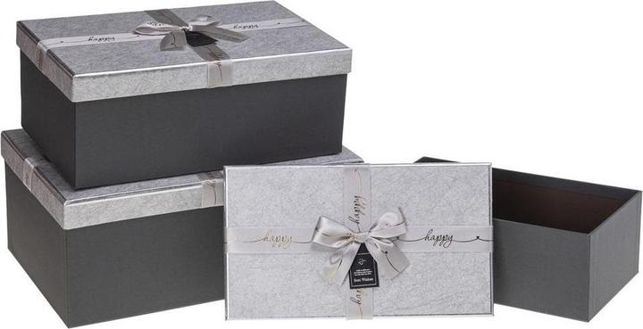 Produktbild Rozette Geschenkbox mit Schleife, 3 Stück, Silber ROSETT (Geschenkbox, 3 x)