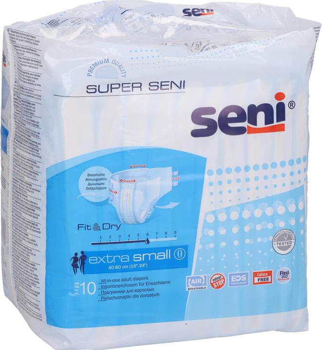 Seni Super Windelhosen XS atmungsaktiv Hüftumfang 40-60cm 6 Tropfen (10x, Mini)