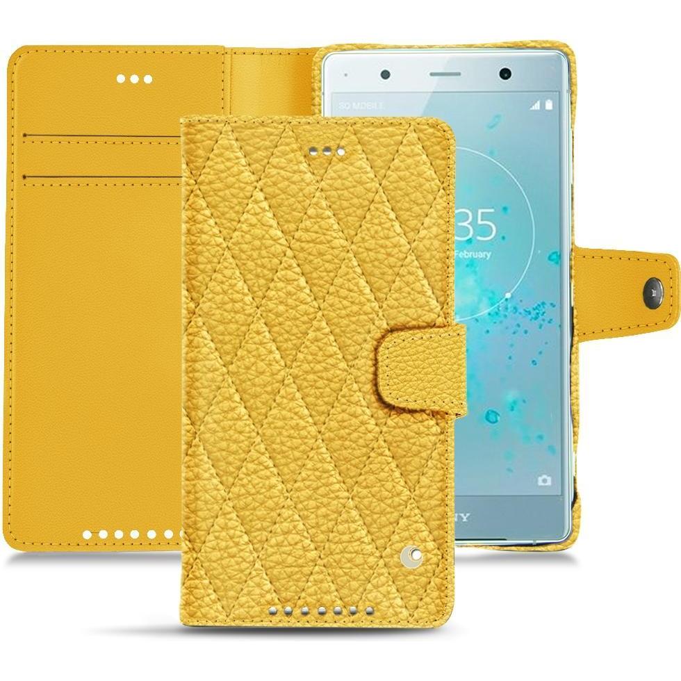 Noreve Lederschutzhülle Wallet (Sony Xperia XZ2 Premium), Smartphone Hülle, Orange