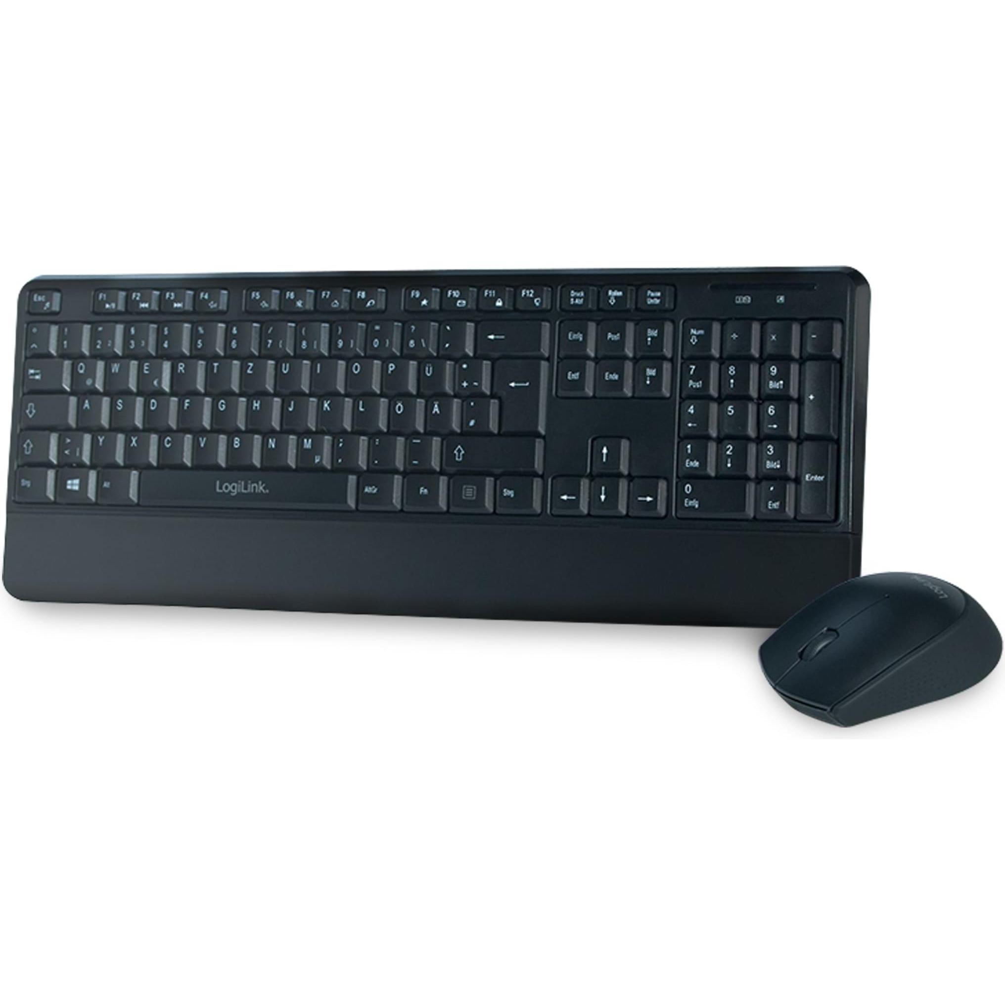 LogiLink ID0161 (DE, Kabellos), Tastatur, Schwarz