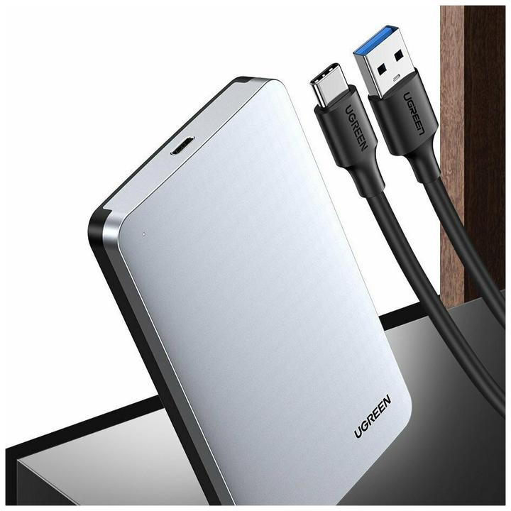 Productafbeelding Ugreen USB 3.1 Type-C HDD/SSD Aluminium Behuizing 2,5" met USB-C Kabel (2.5")