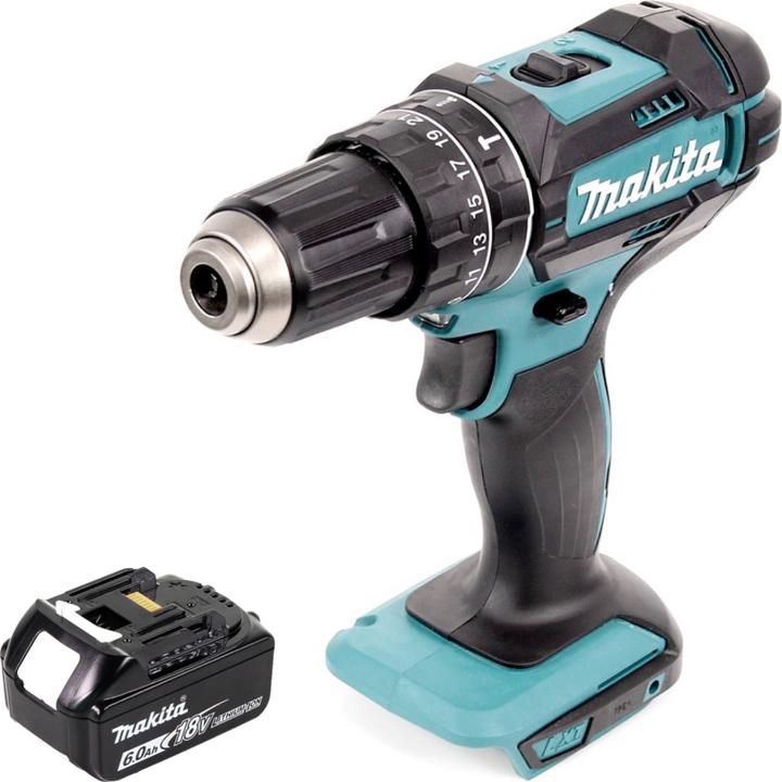 Productafbeelding Makita DHP 482 G1 Accu klopboormachine 18 V 62 Nm + 1x oplaadbare accu 6,0 Ah - zonder oplader (Oplaadbare batterij)