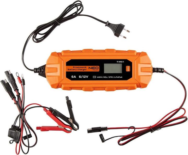Actual product image Neo Automatic charger 6A/100W 3-150Ah for acid / AGM / GEL batteries (12V, 6 A)