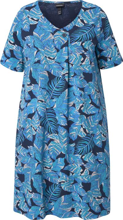 Image du produit Ulla Popken Robe en jersey imprimé feuilles, décolleté en V et manches courtes, coupe évasée (42, 44)