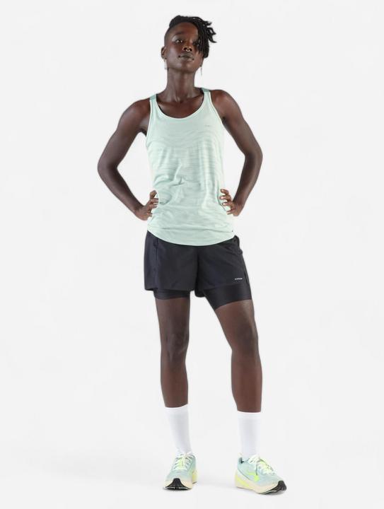 Actual product image Kiprun Run 500 women's running tank top with built-in bra - green (S)