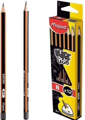 Actual product image Maped M850024 Black'Peps pencils, B, 12 pieces, black/orange (2.20 mm, B, 12x)