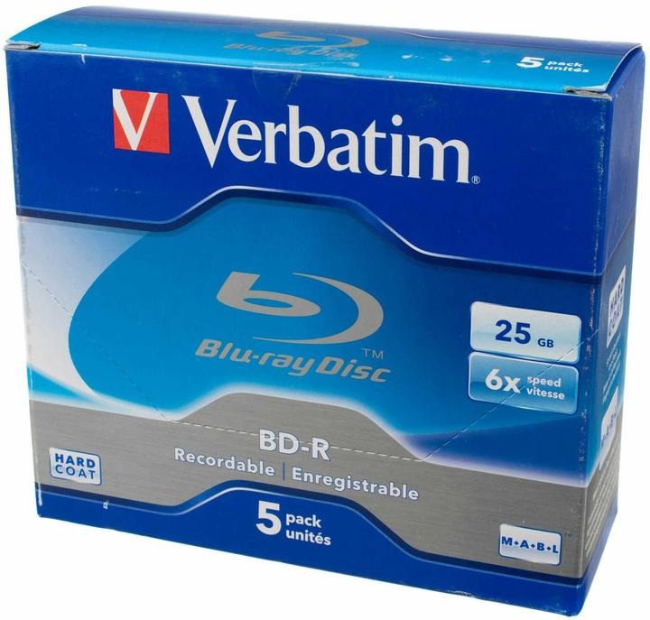 Produktbild Verbatim BD-R, 25GB, 6x, Jewel Case (5x)