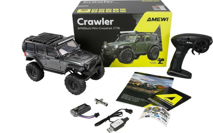 Image du produit Amewi RC Crawler Mini-D90 AMXRock 4WD 1:16 RTR grau (RTR Prêt à fonctionner)
