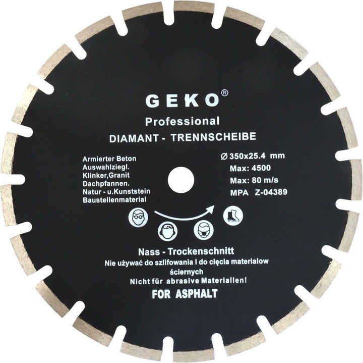 Actual product image GEKO Diamond segment saw blade, 350x10x25.4mm
