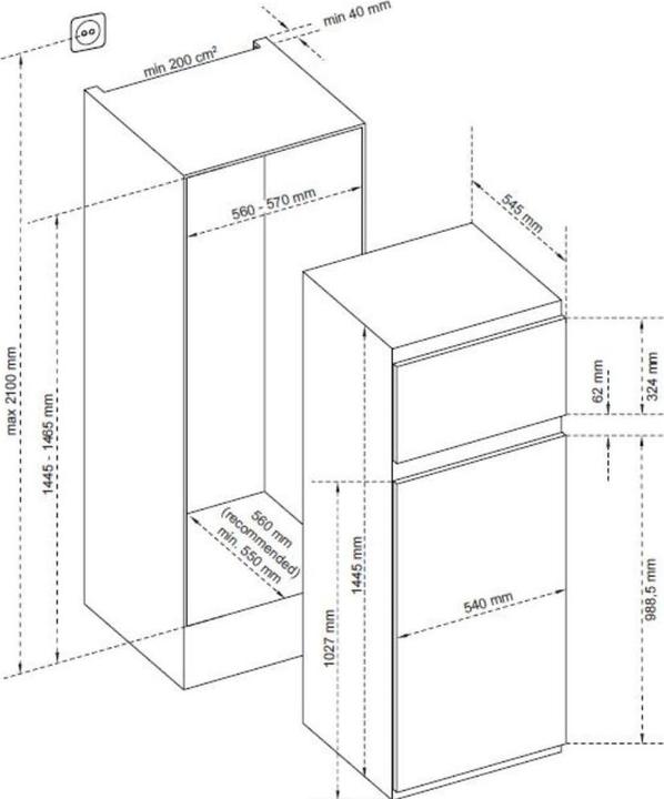 Actual product image Sharp SJ-TE210T0XD-EU Built-in fridge-freezer fixed door (209 l)