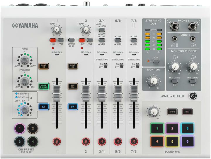 Image du produit Yamaha AG08 Station de streaming blanche (Studio et mixeur live)