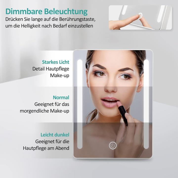 Produktbild Emke Schminkspiegel mit Beleuchtung, mit kleinem Saugnapf kosmetikspiegel Weiss, 3X vergrösserungsspiegel