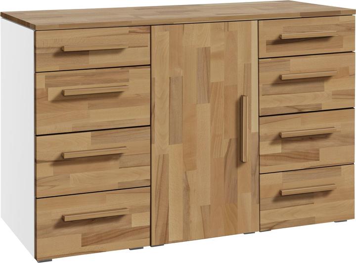 Geölt, Korpus MDF: Weiss / Front, Top: Kernbuche natur