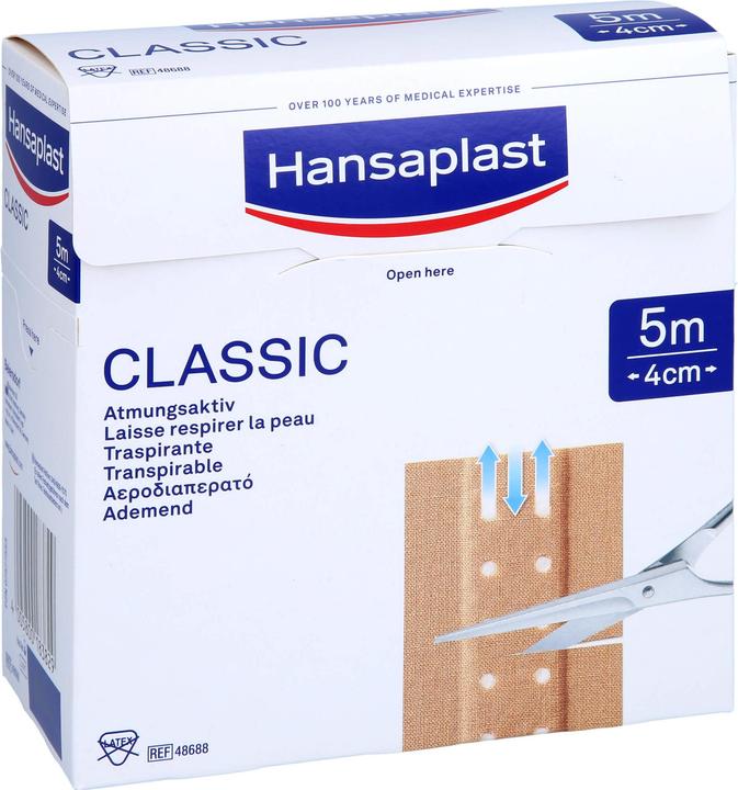 Actual product image Hansaplast Classic 5 m x 4 cm breathable plaster, 1 pc. plaster (1 x)