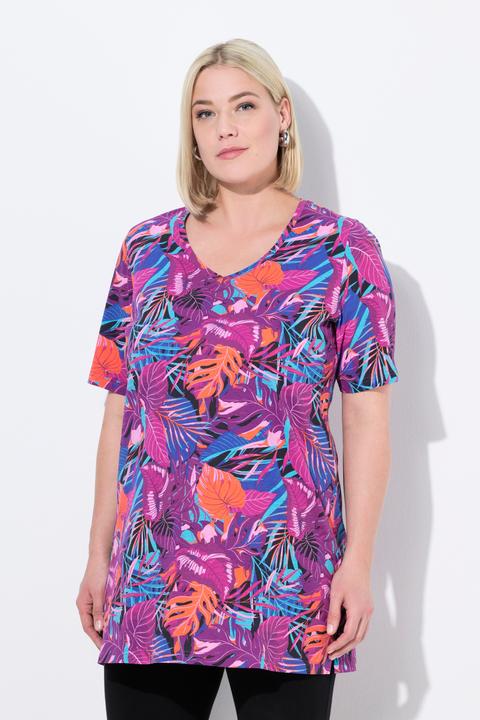 Produktbild Ulla Popken Longshirt, A-Linie, V-Ausschnitt, Halbarm (58)