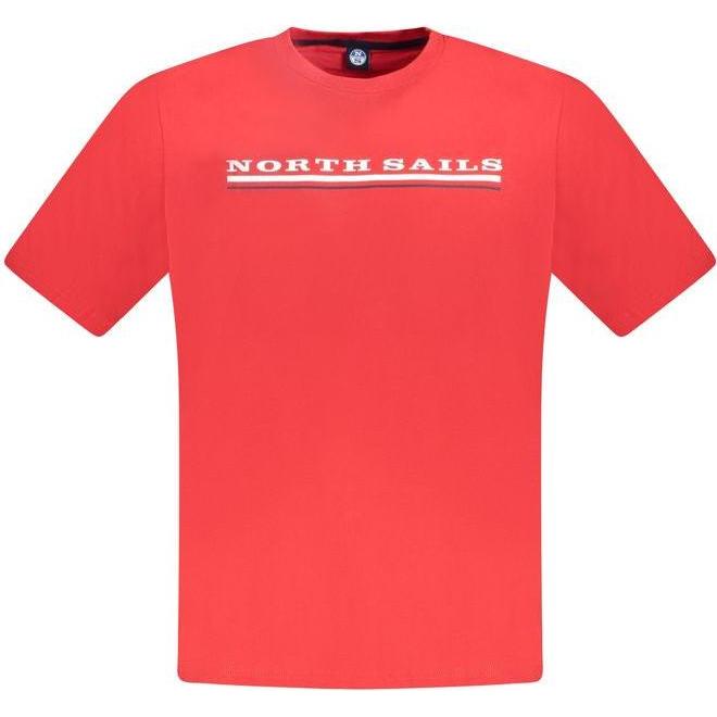 North Sails, Mannen, Sportief shirt, Rosso Cotton Men T-Shirt (3XL), Rood, 3XL