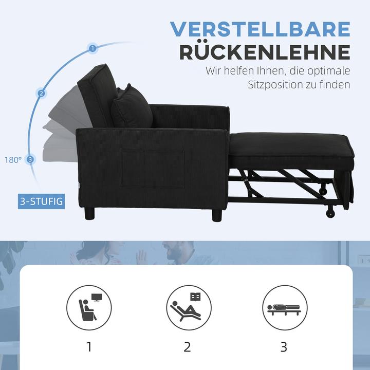 Actual product image Homcom Schlafsessel Polyester, Eukalyptusholz Schwarz
