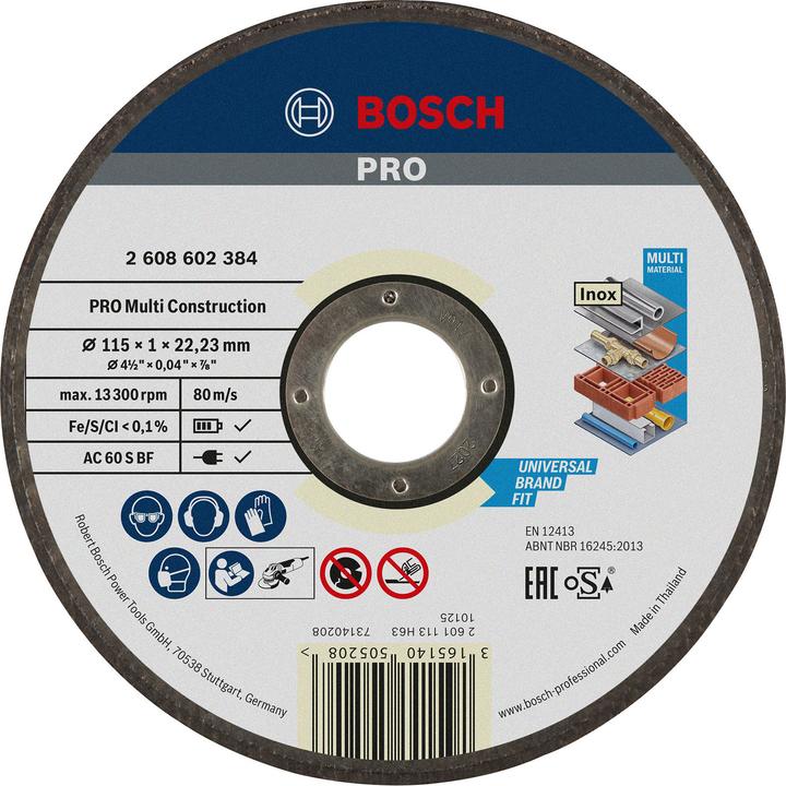 Bosch Professional Zubehör PRO Multi material cutting disc, 115 x 1 x 22.23 mm