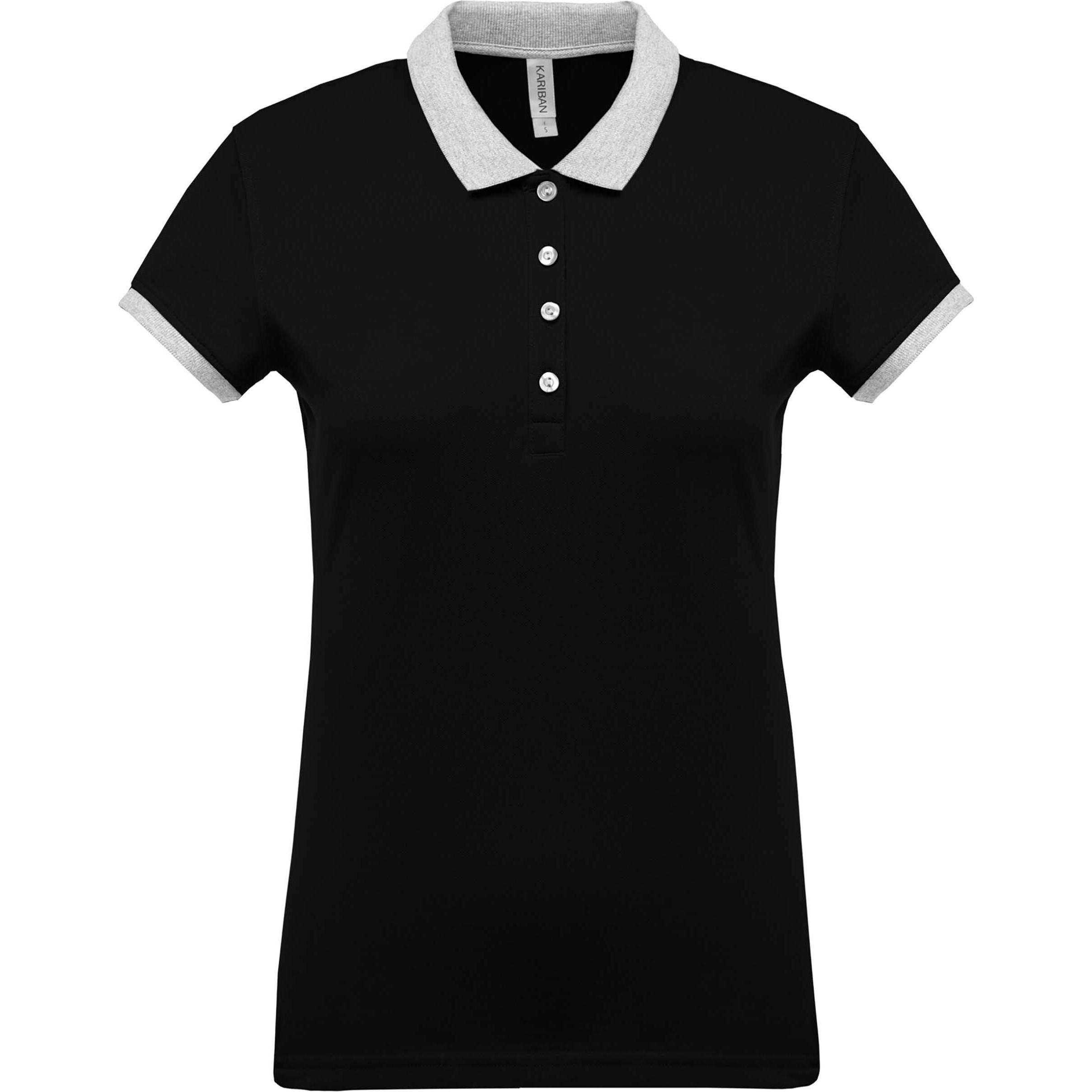Kariban, Damen, Shirt, mélange bicolore, Schwarz, Grau, (M)