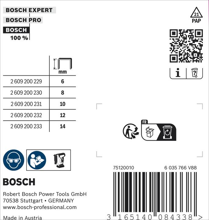 Produktbild Bosch Professional Zubehör Flachdrahtklammer Typ 57, 10,6 x 1,25 x 14 mm