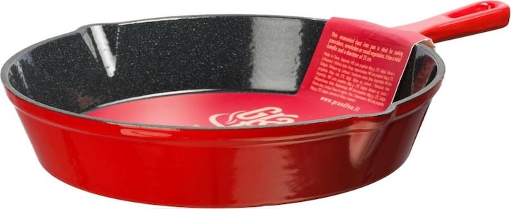 Productafbeelding geëmailleerde gietijzeren pan, 25 cm, rood (25 cm, Koekenpan, Gietijzer)