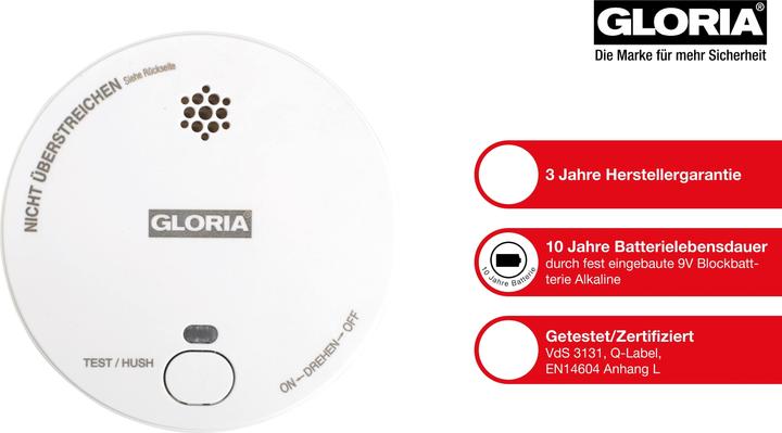 Image du produit Gloria R1 002518.5000 Détecteur de fumée à pile