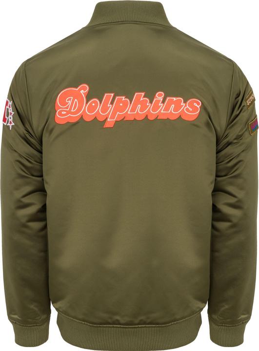 Immagine prodotto Mitchell & Ness Bomber in raso M&N - PATCHES Miami Dolphins oliva - M (M)