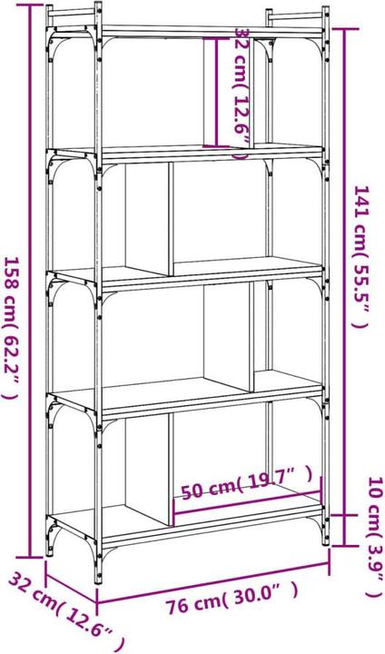 Actual product image vidaXL Bücherregal (32 x 32 x 158 cm)
