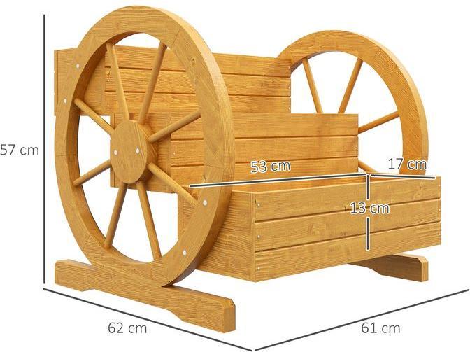 Immagine prodotto Swisshandel24 Hochbeet aus Holz, Blumenkasten mit 3 Etagen, Gemüsebeet mit Wagenrad-Dekor, Kräuterbeet mit Entwäss