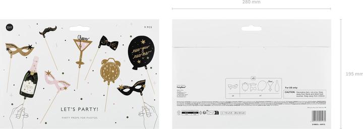 Actual product image Partydeco Photo props Let's party, mix (1 pkt / 9 pc.) (9 Piece)
