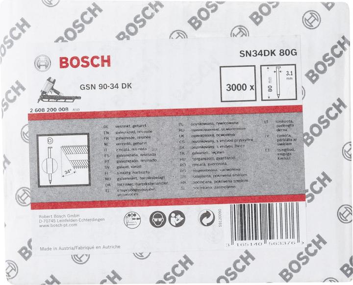 Produktbild Bosch Professional Zubehör D-Kopf Streifennagel SN34DK 80G, 3,1 mm, 80 mm, verzinkt, glatt