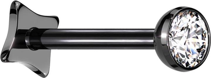 Immagine prodotto Star Piercing Labret micro senza filo angolare nero emisfero nero cristallo argento (Titanio, senza ottone)