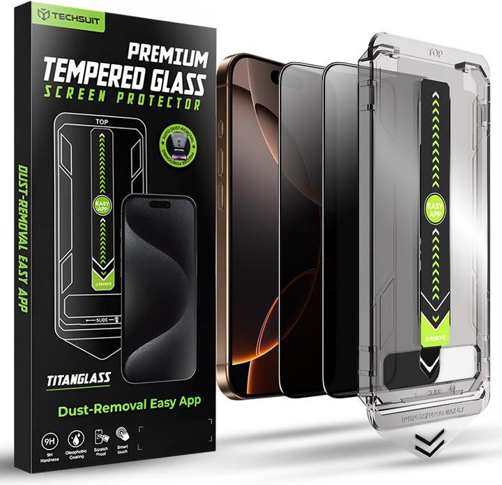 Actual product image Techsuit TitanGlass FullCover (2 pcs., Apple iPhone 16 Pro, Apple iPhone 17)