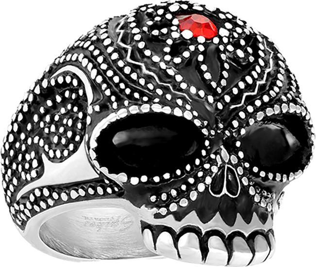 Produktbild Star Piercing Ring silber Perlenschädel mir Kristall (72, Stahl)