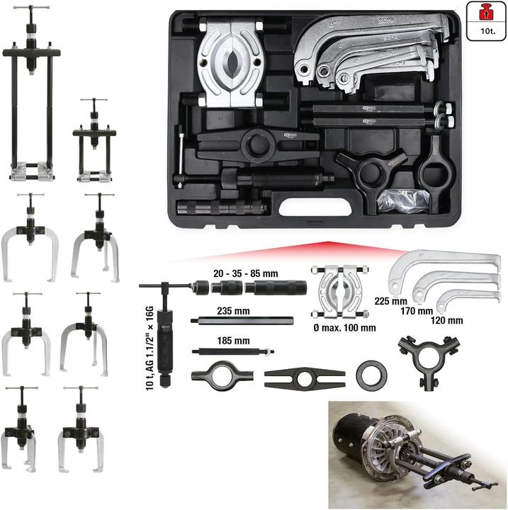 Actual product image KS Tools Hydraulic puller set, 2- and 3-arm, 22 pcs.
