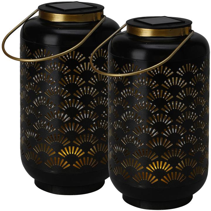 Actual product image ProGarden Solar lantern, metal, black, set of 2