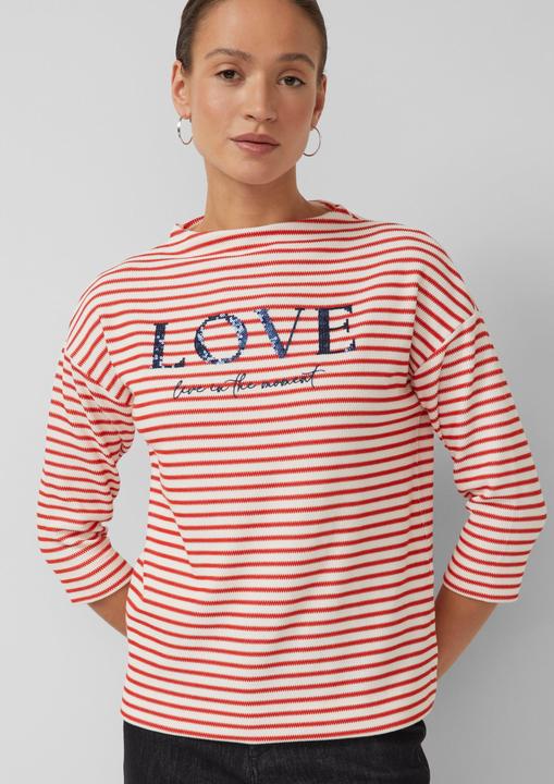 Produktbild s.Oliver Sweatshirt Gestreiftes Sweatshirt mit 3/4-Ärmeln und Stehkragen (36)