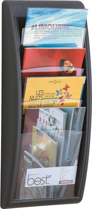 Image du produit Paperflow Porte-brochures mural A4 vertical 4 compartiments anthracite (A4)