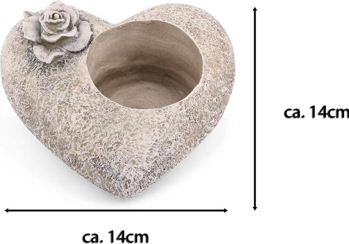Actual product image Novaliv Grave Decoration I Heart Rose I Grey I incl. LED Grave Light red I Permanent Cemetery Candle