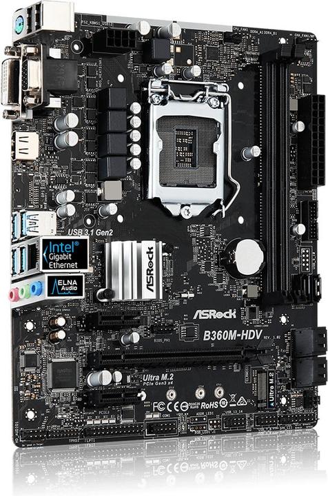 Produktbild AsRock B360m-Hdv, Matx, Lga1151 (LGA 1151, Intel B360, mATX)
