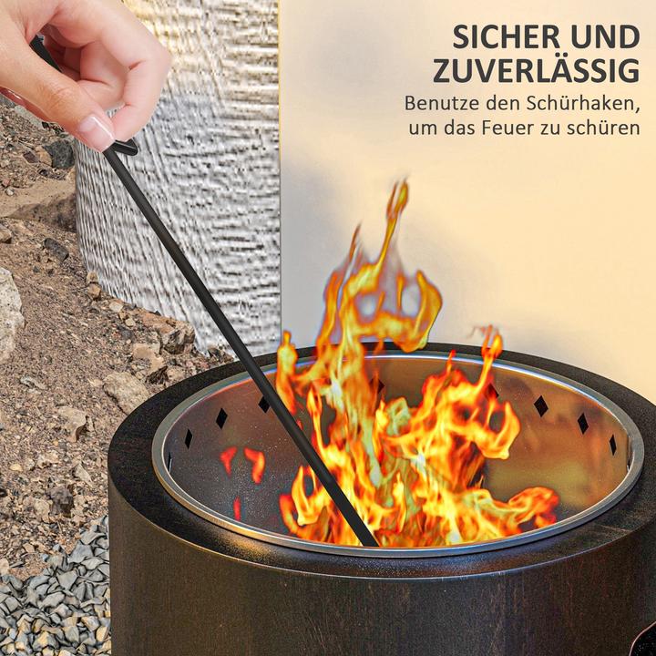Produktbild Outsunny Feuerschale Metall, Edelstahl Schwarz (45 cm)